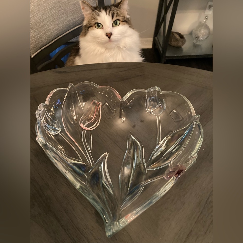 Mikasa Crystal heart shaped tulip bowl